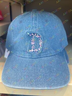 Disney Parks Disneyland Classic Floral D Logo Denim Jean Baseball Cap Hat